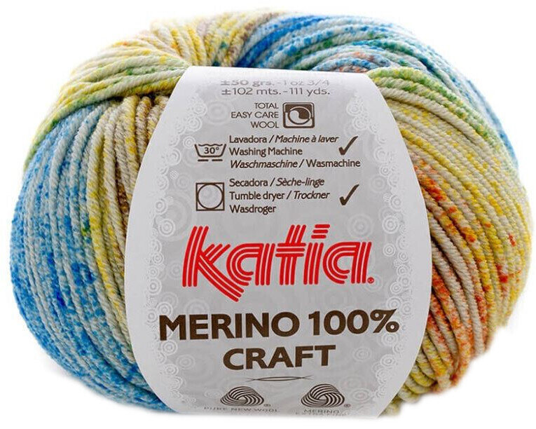 Fil à tricoter Katia Merino Craft 301 Orange/Yellow/Blue Fil à tricoter
