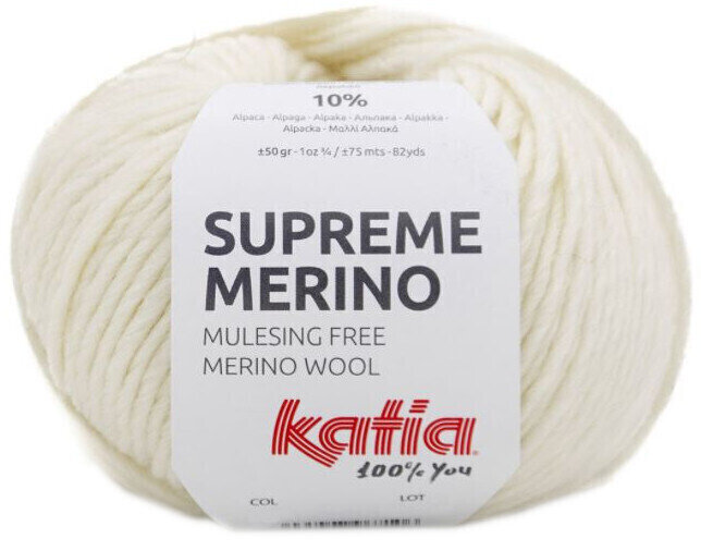 Fios para tricotar Katia Supreme Merino 80 Off White
