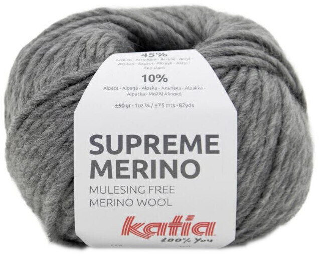 Fios para tricotar Katia Supreme Merino 84 Medium Grey
