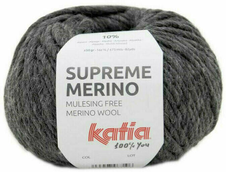 Hilo de tejer Katia Supreme Merino 92 Dark Grey - 1