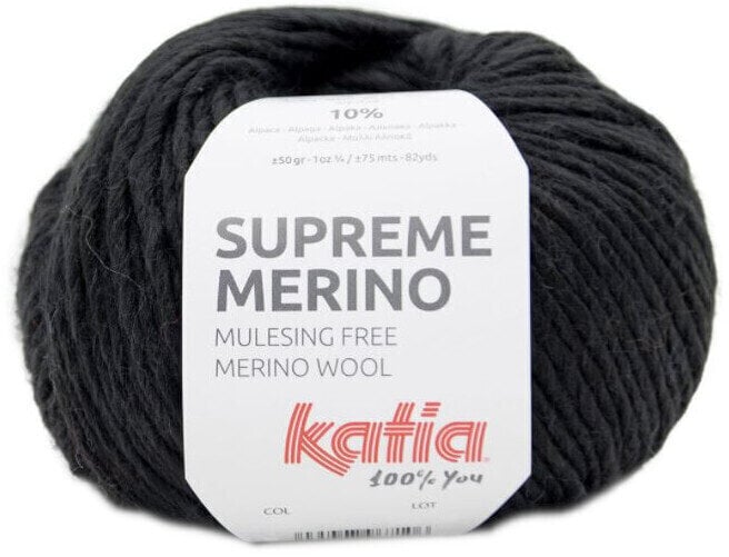 Knitting Yarn Katia Supreme Merino 93 Black