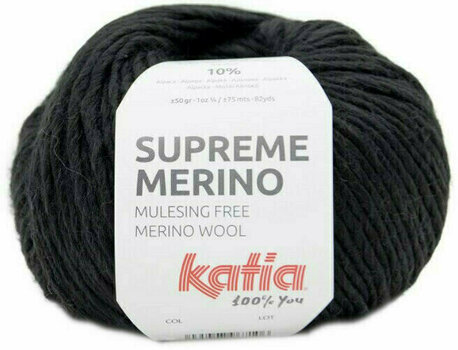 Kötőfonal Katia Supreme Merino 93 Black - 1