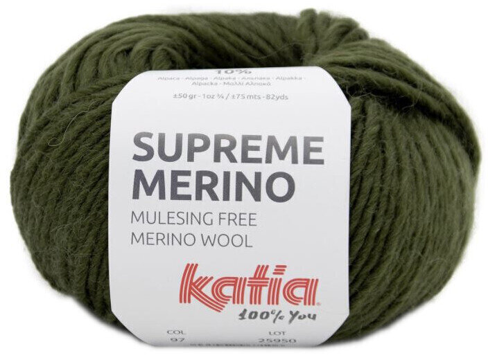 Fil à tricoter Katia Supreme Merino 97 Khaki