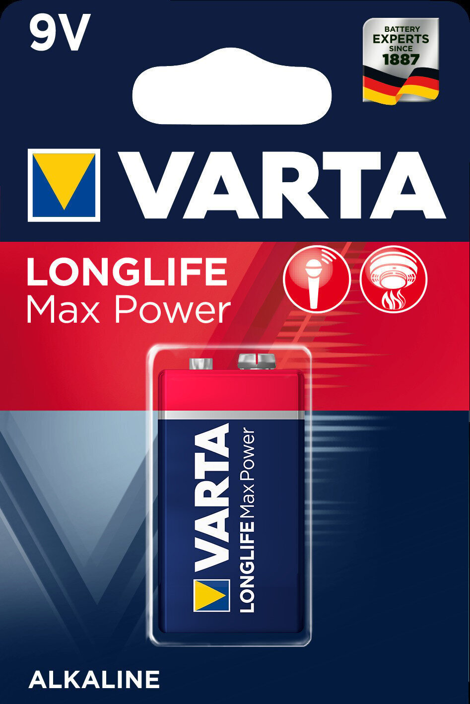 9V batéria Varta 9V batéria 6F22 Longlife Max Power