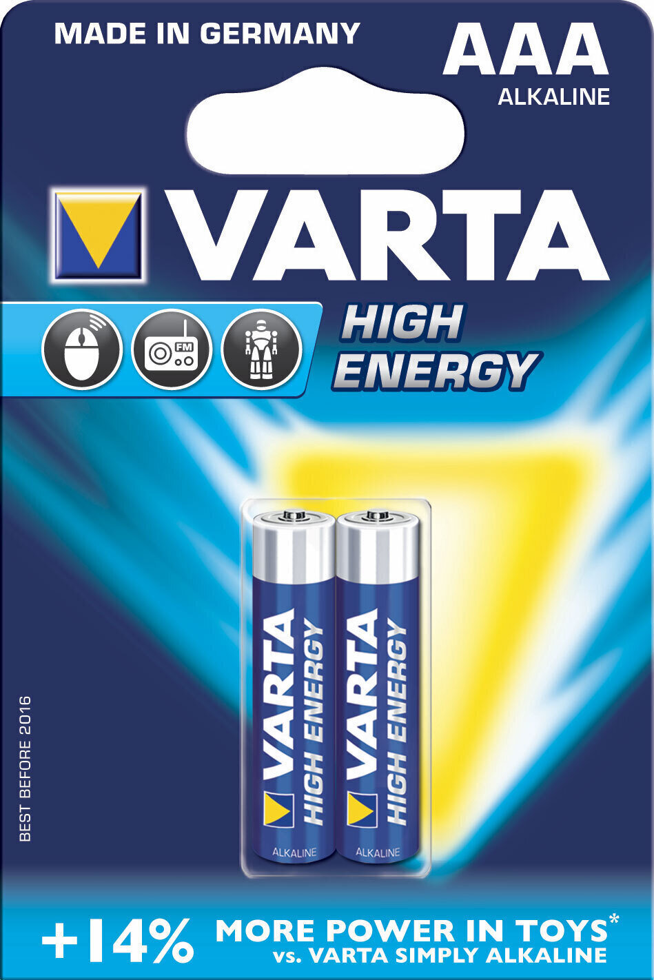 AAA-batterijen Varta LR03 High Energy 2