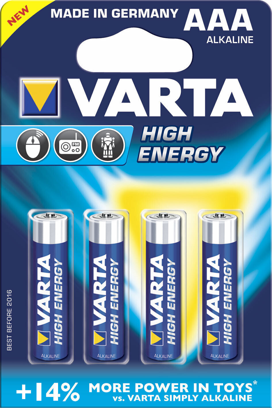 AAA-batterijen Varta LR03 High Energy 4