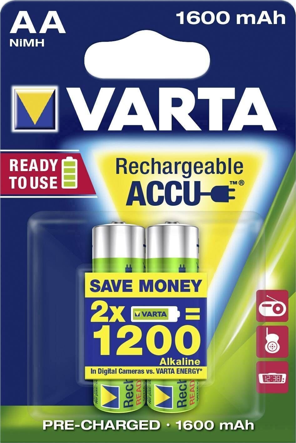AA-batterier Varta HR06 Accu 1600mAh R2U AA Battery 2