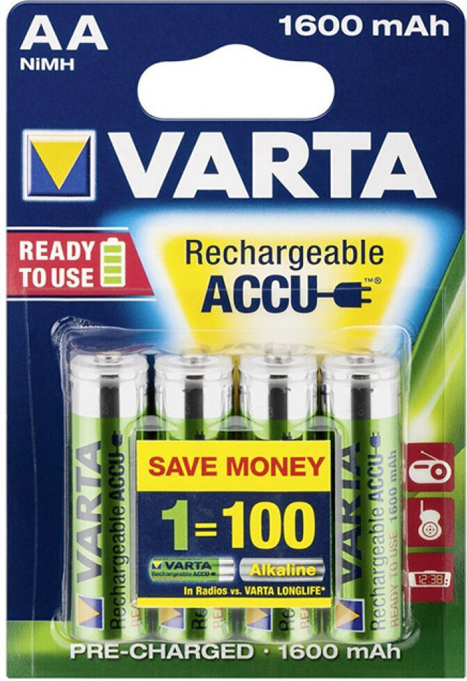 AA Pile Varta HR06 Accu 1600mAh R2U AA Battery 4 AA Pile