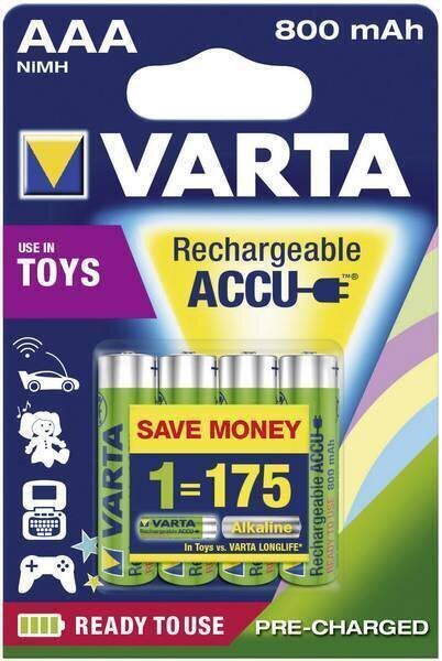 AAA batérie Varta HR03 NiMH 800mAh R2U Toys 4 Pack