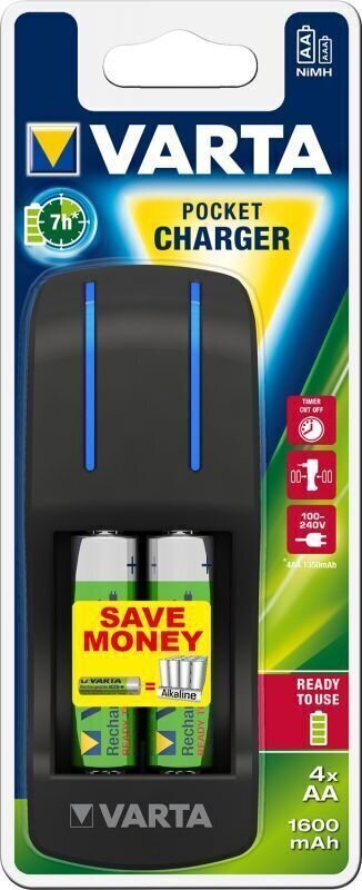 Batterioplader Varta Pocket Charger 4xAA 1600 mAh