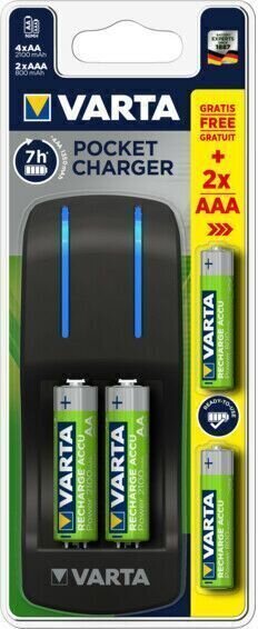 Batterijoplader Varta Pocket Charger 4xAA 2100mAh + 2xAAA 800 mAh