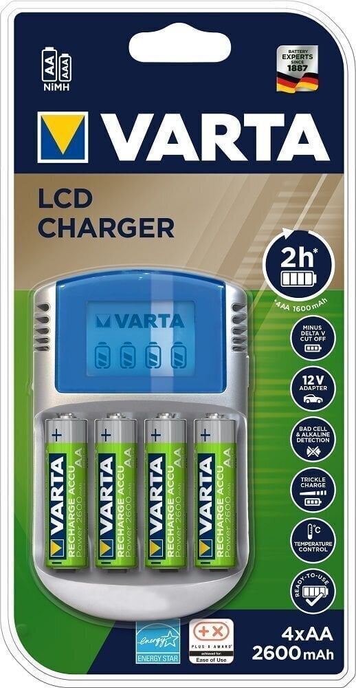 Akkumulátortöltő Varta PP LCD Charger 4xAA 2500 R2U& 12V + USB adapter