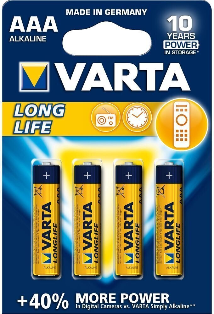 AAA Baterries Varta LR03 Longlife 4