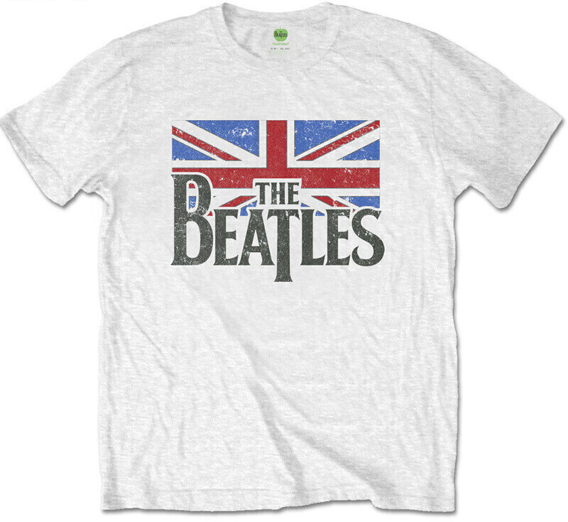 Tričko The Beatles Tričko Logo & Vintage Flag Muži Biela 11 - 12 rokov