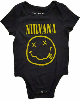 T-Shirt Nirvana T-Shirt Happy Face Unisex Schwarz 0-3 Months - 1