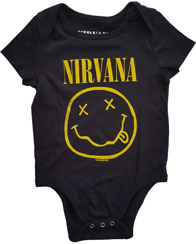 T-Shirt Nirvana T-Shirt Happy Face Unisex Black 1 Year