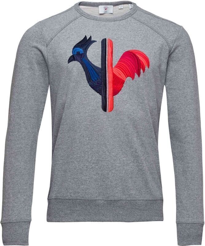Ski-trui en T-shirt Rossignol Sweat Rooster EMB Heater Grey M Capuchon