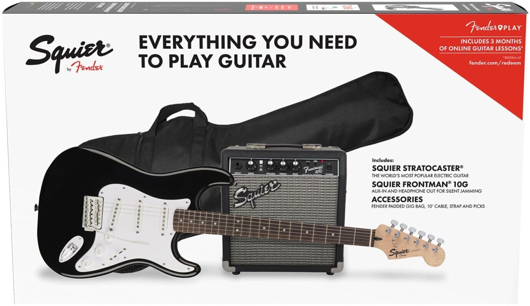 Električna kitara Fender Squier Stratocaster Pack IL Črna