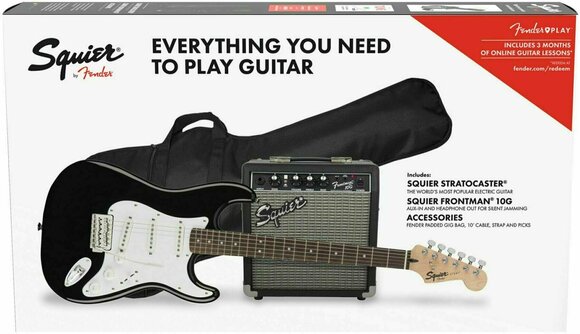 Guitarra elétrica Fender Squier Stratocaster Pack IL Preto - 1