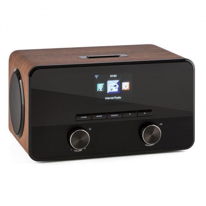 Radio Auna Connect 100 WiFi, DAB+, FM, Bluetooth, Altoparlanti 2x5W E Woofer, Dual Alarm, Ingresso AUX/USB, Marrone
