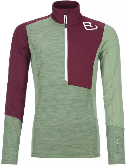 Majica s kapuljačom na otvorenom Ortovox Fleece Light Zip Neck W Green Forest Blend L Majica s kapuljačom na otvorenom