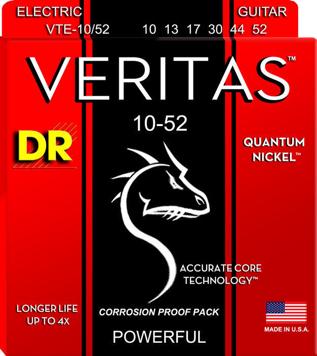 Cordas para guitarra elétrica Mi DR Strings VTE-10/52 Veritas