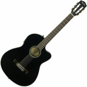 Elektro-klasszikus gitár Fender CN-140SCE Black with Case - 1