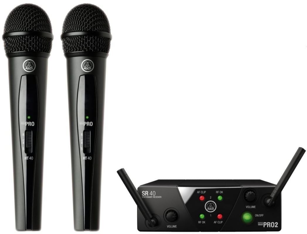 Handheld draadloos systeem AKG WMS40 Mini Dual Vocal US25A: 537.500MHz + US25C: 539.300MHz