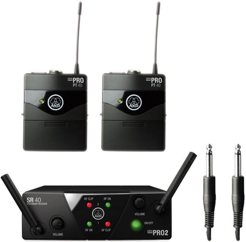 Wireless System for Guitar / Bass AKG WMS40 Mini2 Instrumental Dual US25A: 537.500MHz + US25C: 539.300MHz
