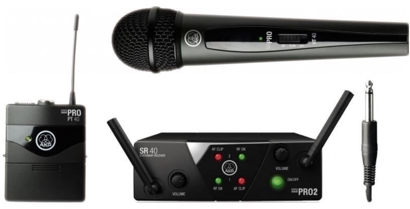 Wireless system-Combi AKG WMS40 Mini2 Vocal/Instrumental Dual US45A: 660.7MHz + US45C: 662.3MHz (Just unboxed)