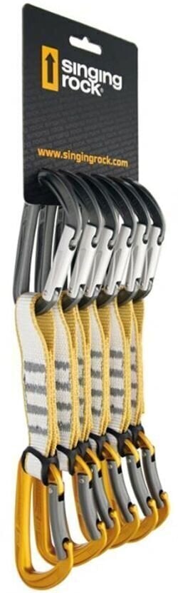Climbing Carabiner Singing Rock Colt 6Pack Quickdraw Grey-Yellow Solid Straight/Solid Bent Gate