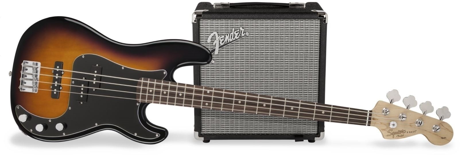 Bas electric Fender Squier PJ Bass Pack Brown Sunburst