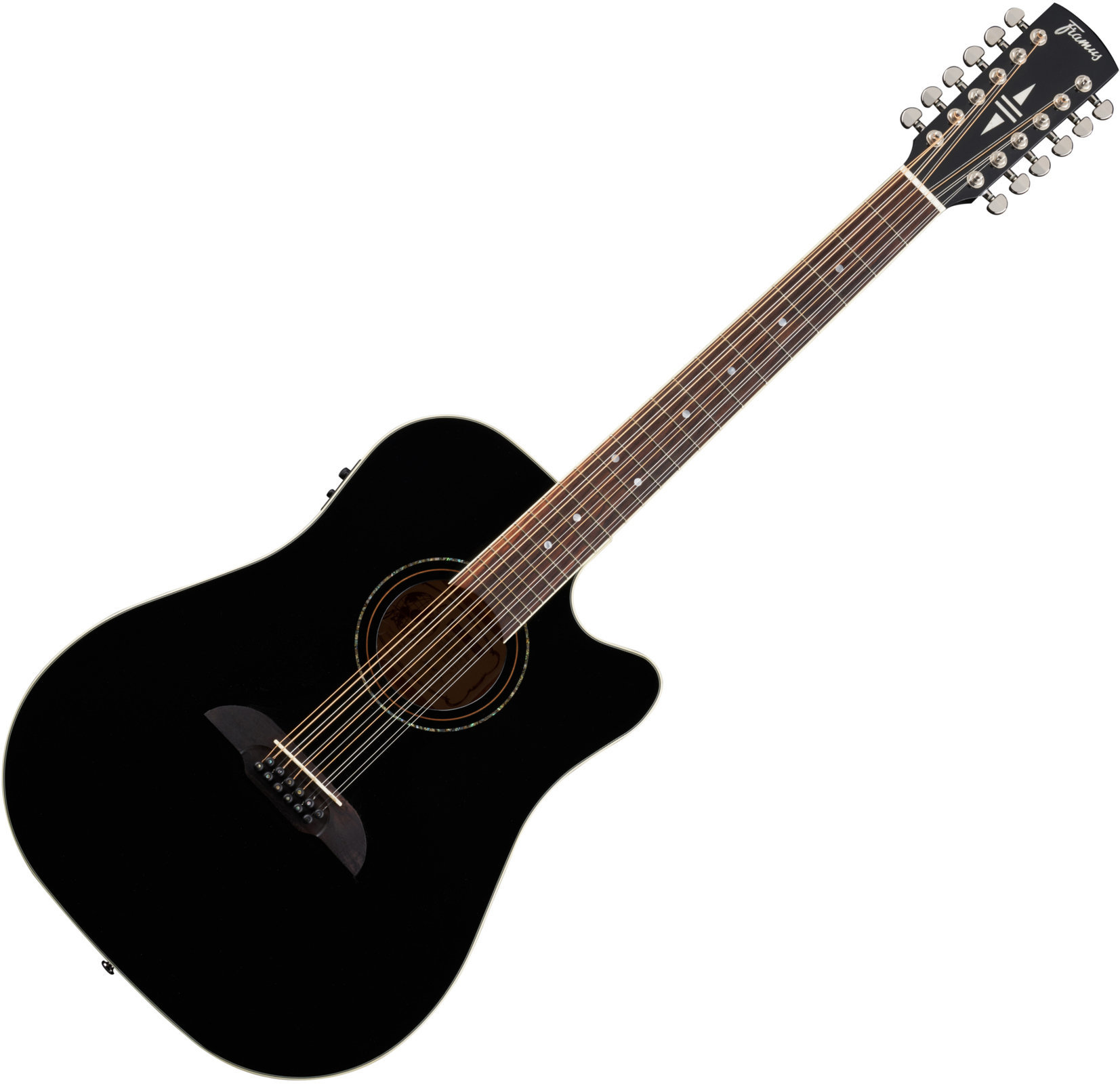 12-snarige elektrisch-akoestische gitaar Framus FD 14 S BK CE 12 Black High Polish