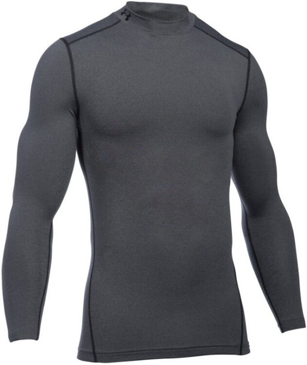 Laufshirt mit Langarm Under Armour ColdGear Armour Compression Mock Grey M Laufshirt mit Langarm