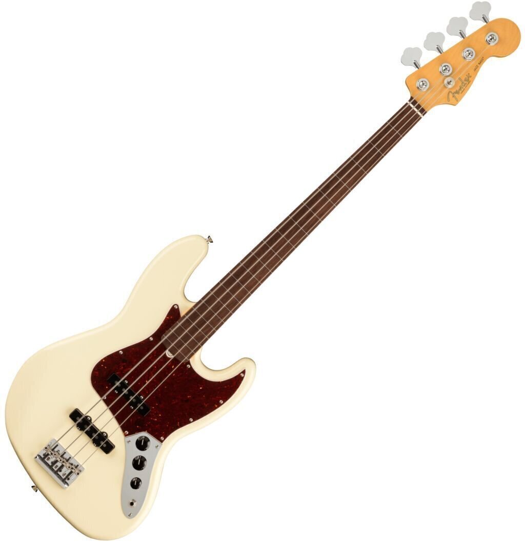 Bezpražcová basgitara Fender American Professional II Jazz Bass RW FL Olympic White