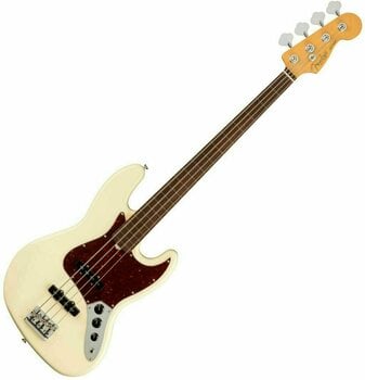 Bezpražcová baskytara Fender American Professional II Jazz Bass RW FL Olympic White - 1