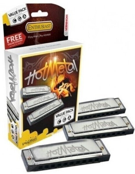Diatonična ustna harmonika Hohner Hot Metal 572/20 Pack