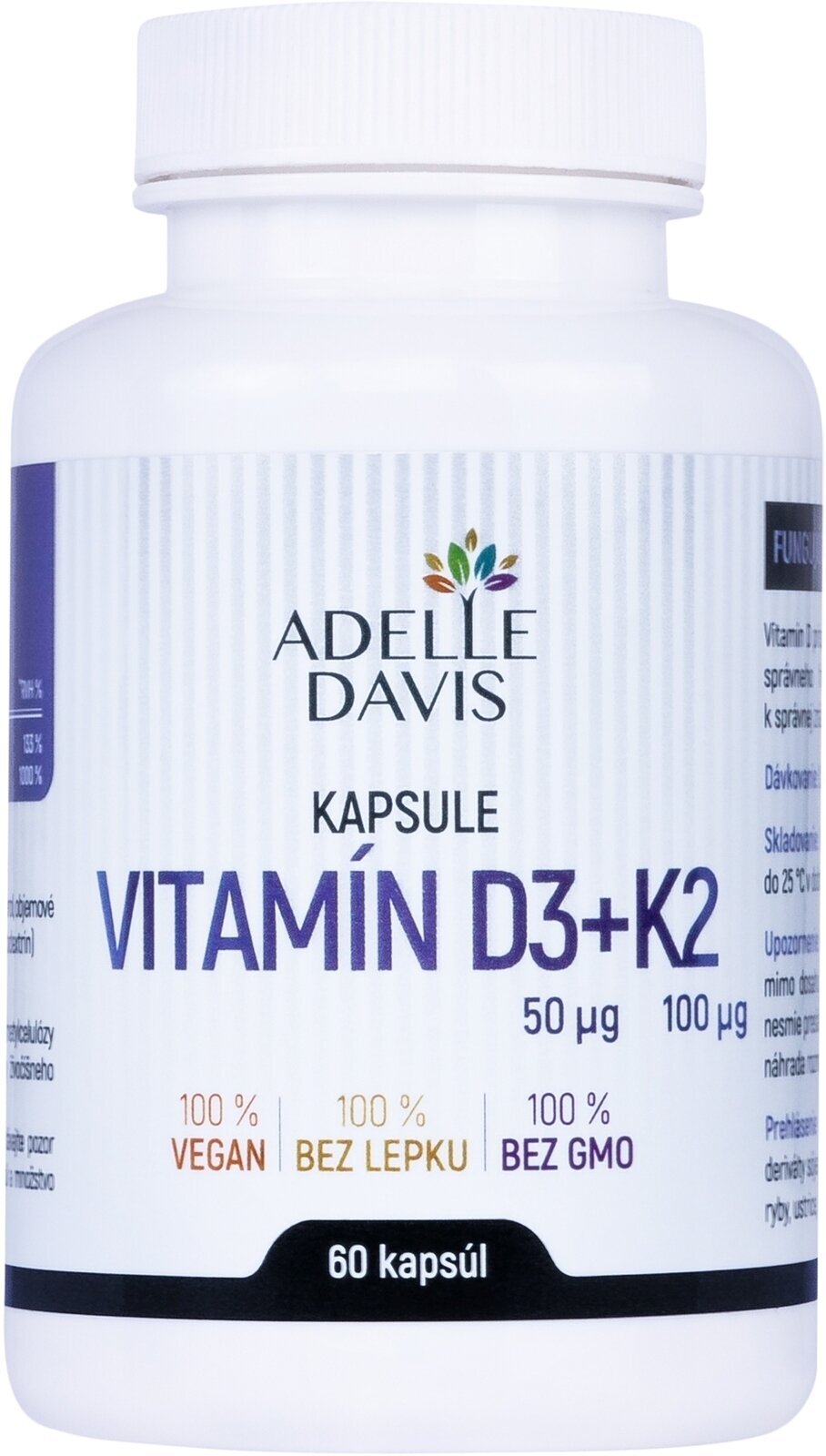 D-vitamin Adelle Davis Vitamin D3 + K2 60 Capsules D-vitamin
