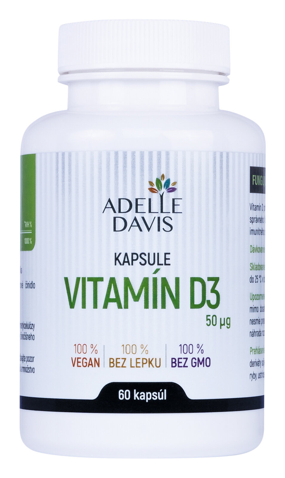D-vitamiini Adelle Davis Vitamin D3 60 Capsules D-vitamiini