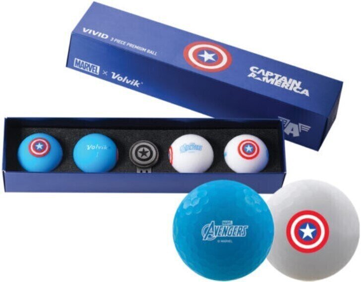 Golfový míček Volvik Marvel 4 Ball Pack Captain America