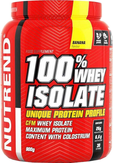 Proteinový izolát NUTREND 100 % Whey Isolate Banán 900 g Proteinový izolát