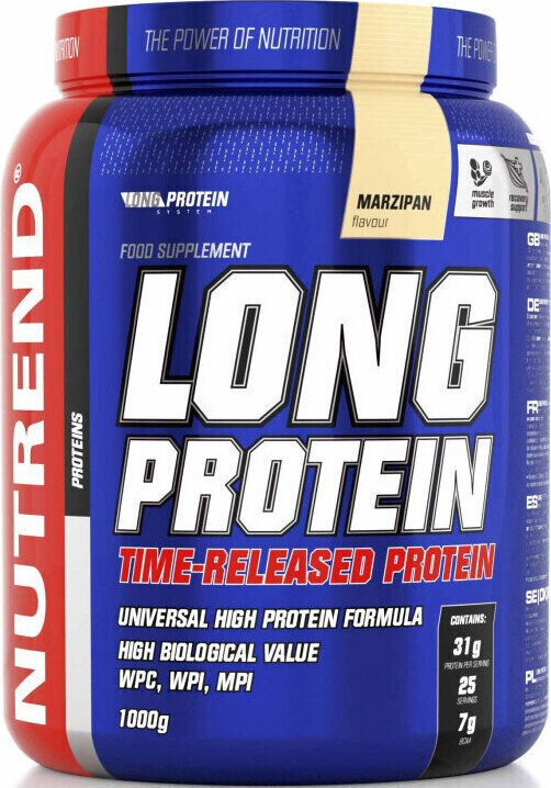 Viaczložkový proteín NUTREND Long Protein Marcipán 1000 g Viaczložkový proteín