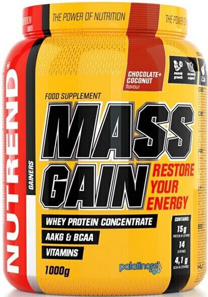 Carbohydrate / Gainer NUTREND Massgain Strawberry 1000 g Carbohydrate / Gainer