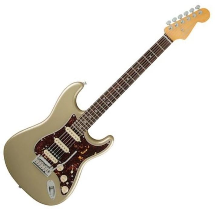 Guitare électrique Fender American Elite Stratocaster HSS Shawbucker Ebony Champagne