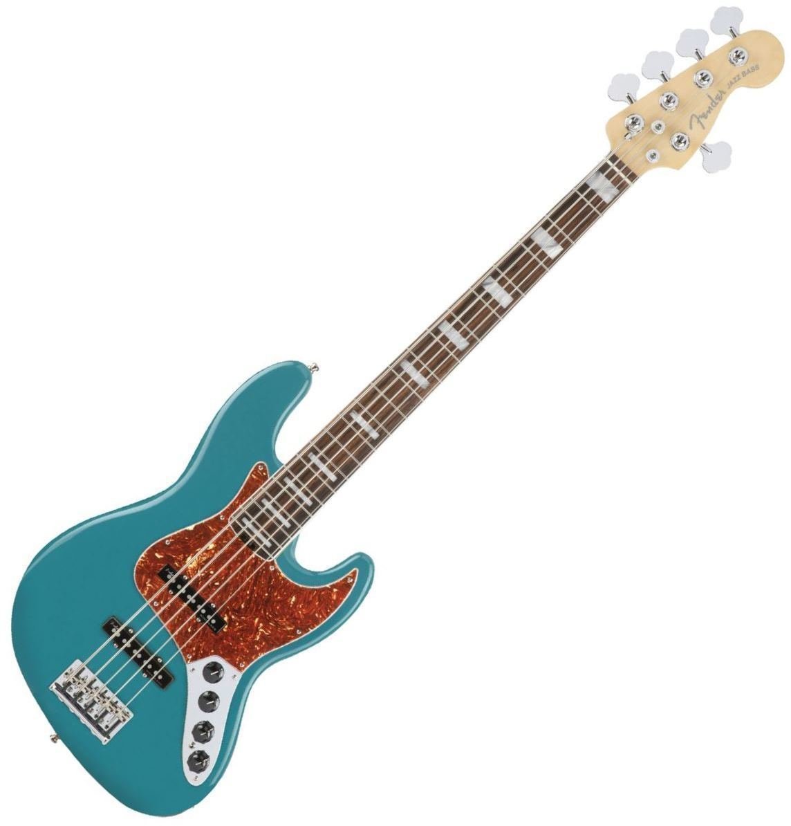 4-string Bassguitar Fender American Elite Jazz Bass V Ebony Ocean Turquoise