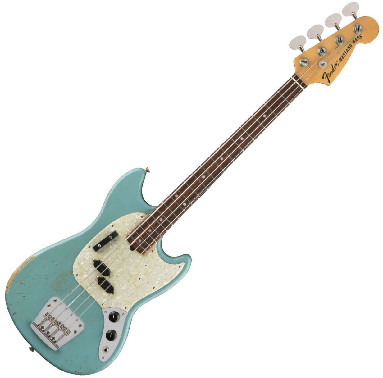 Elektrische basgitaar Fender JMJ Mustang Bass RW Faded Daphne Blue