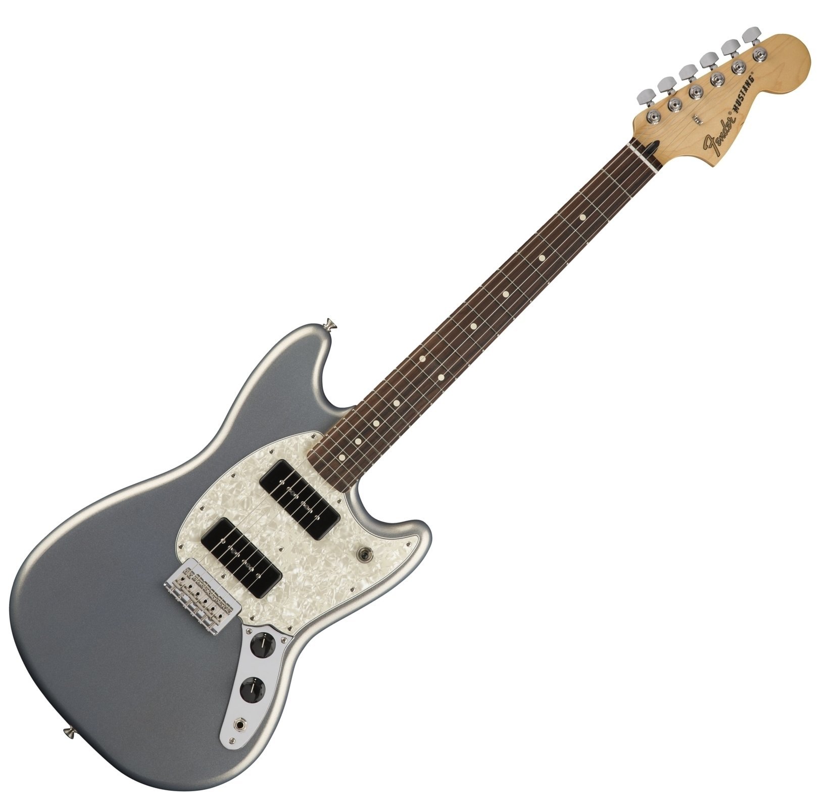 Elektrische gitaar Fender Mustang 90 Pau Ferro Silver