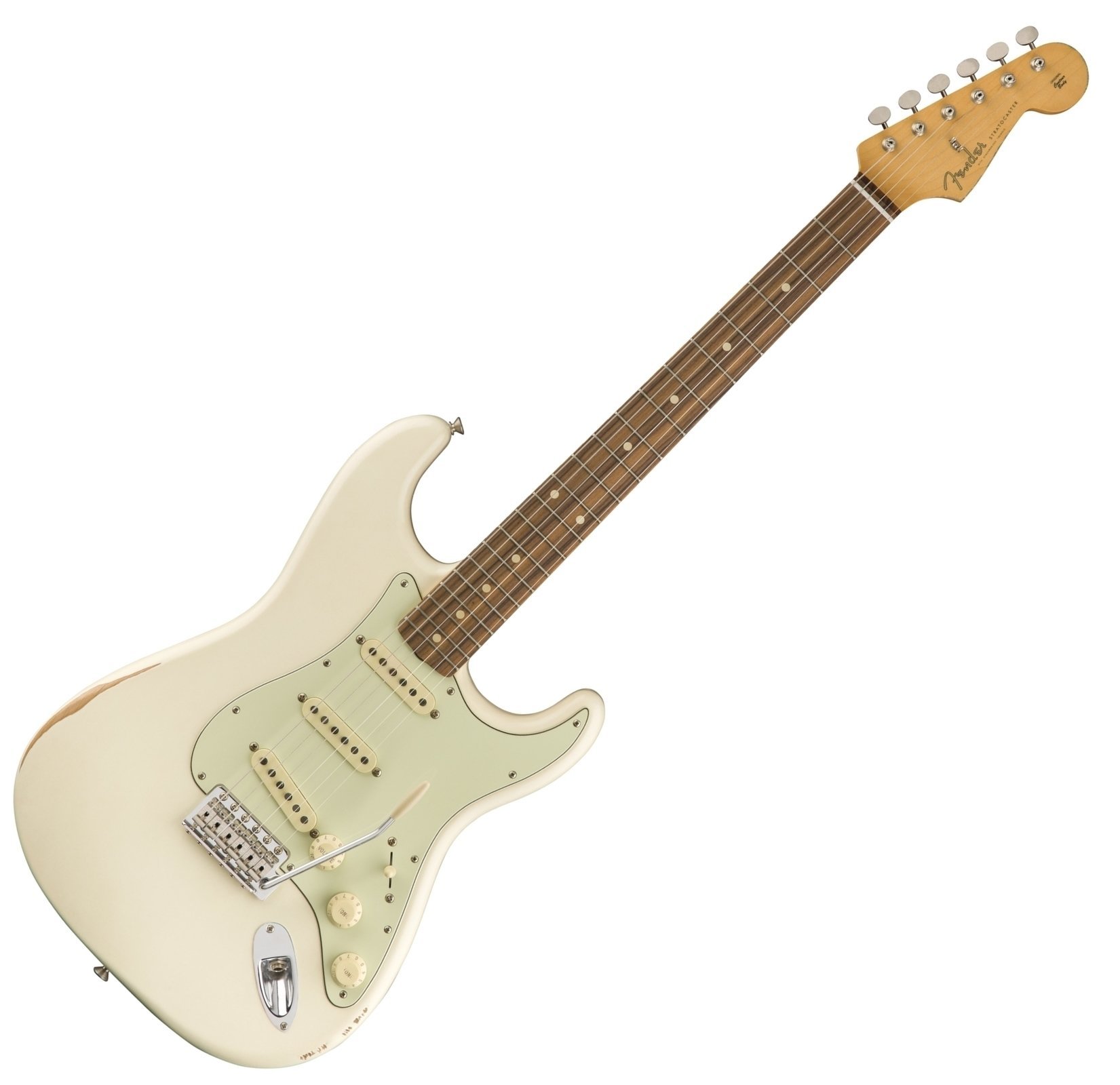 Elektrische gitaar Fender Road Worn 60s Stratocaster Pau Ferro Olympic White