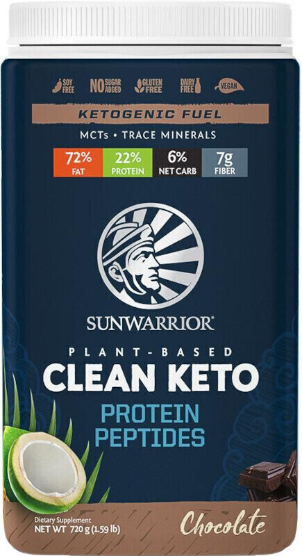 Växtbaserad Protei Sunwarrior Clean Keto Protein Chocolate 750 g Växtbaserad Protei