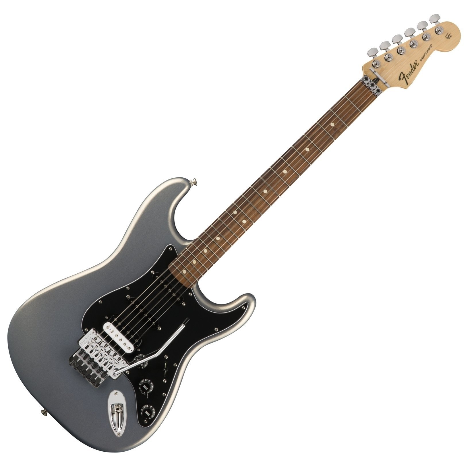 E-Gitarre Fender Standard Stratocaster HSS Floyd Pau Ferro Ghost Silver